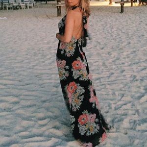 Zara Floral Halter Maxi Dress